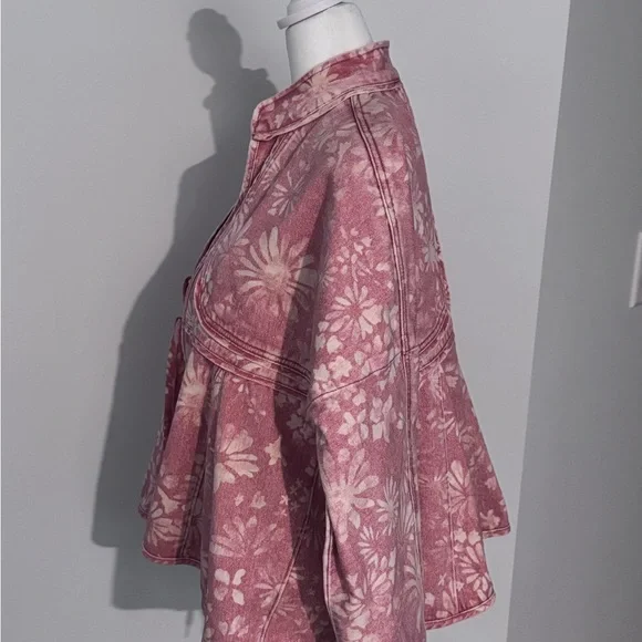 Free People Lua Floral Denim Jacket Size XS - Picture 4 of 7